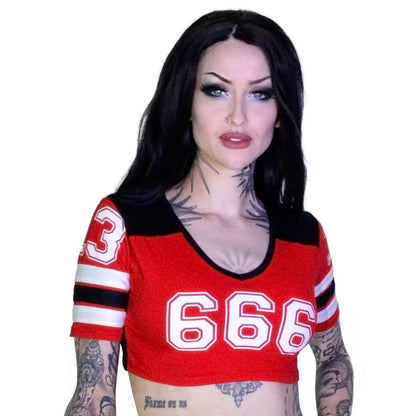 Devil's Team 666 Cheerleader Red Top Shorts Set - Gretchen - Dr Faust