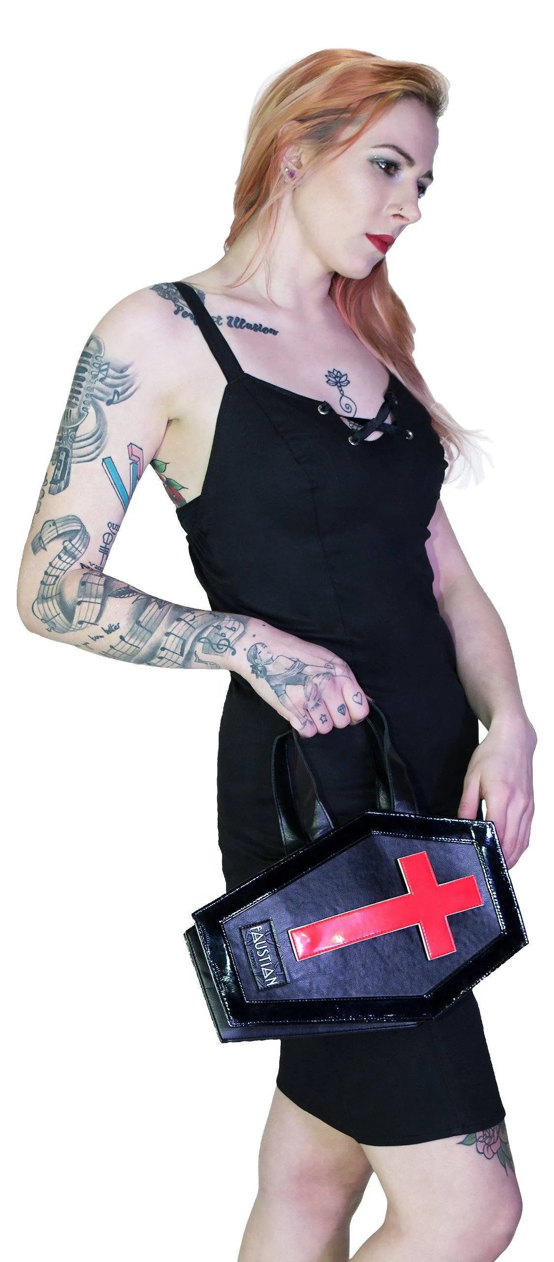 Interchangeable Magnetic Crosses Vegan Leather Coffin Bag - Katana - Dr Faust