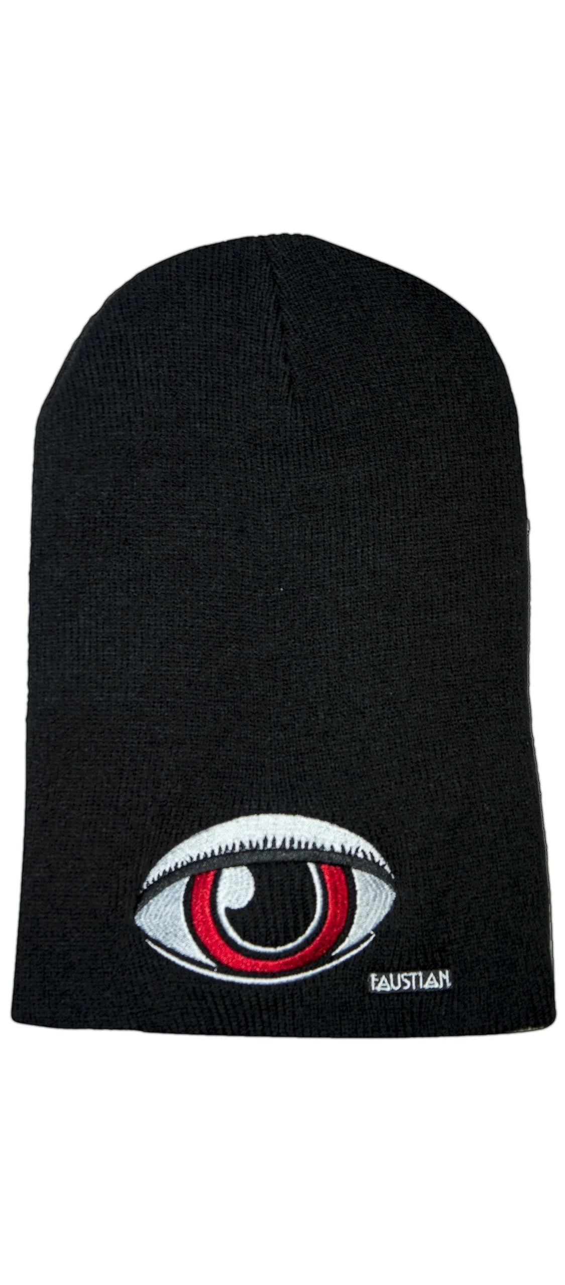 Large Red Eye Faustian Black Beanie - Zane - Dr Faust