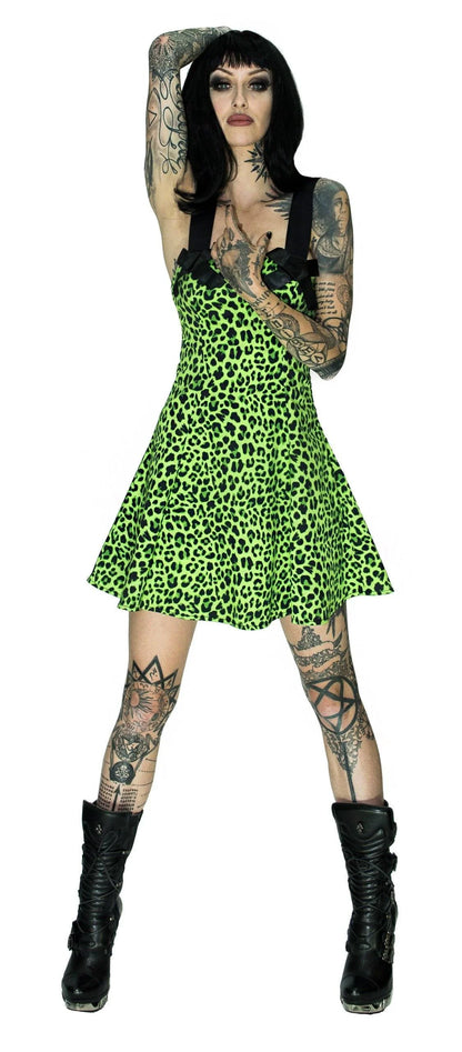 Magical Green Leopard Mini Dress - Sadie - Dr Faust