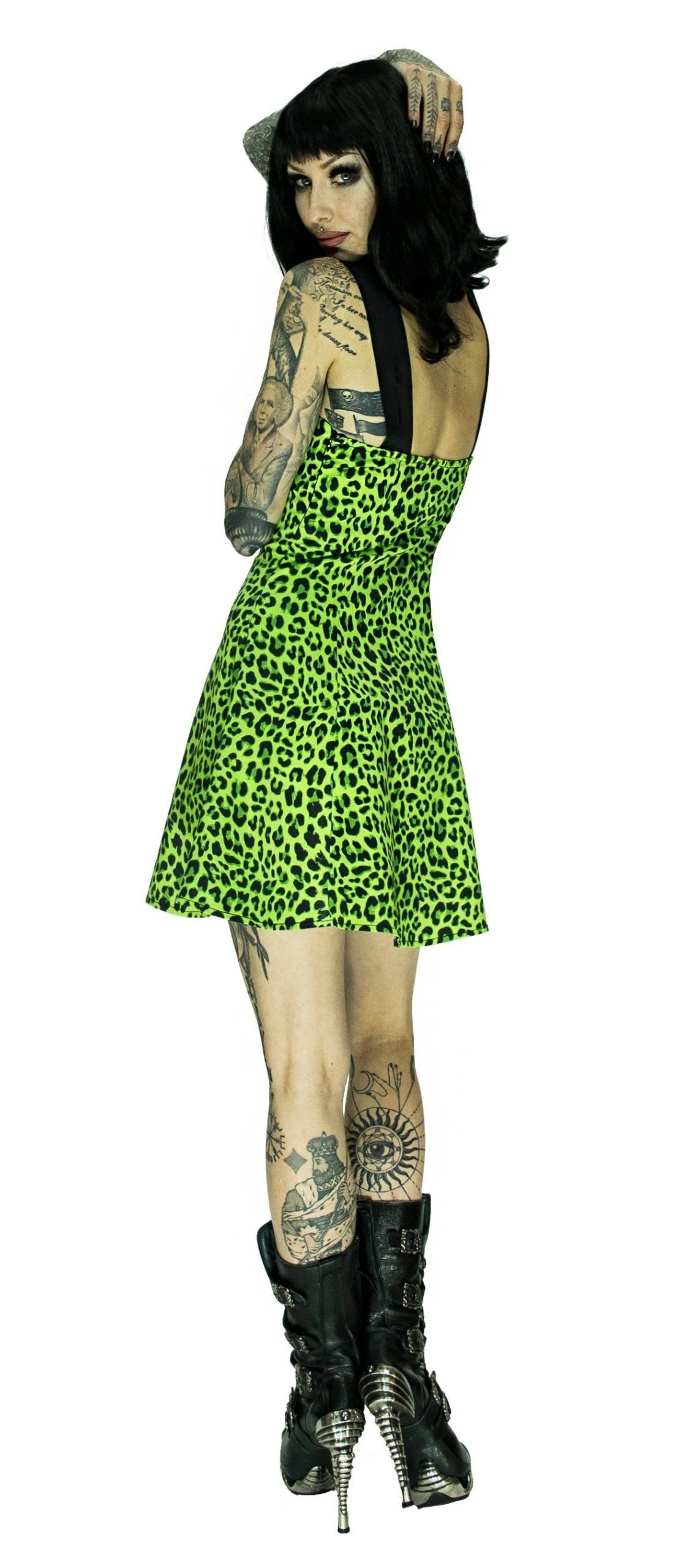 Magical Green Leopard Mini Dress - Sadie - Dr Faust