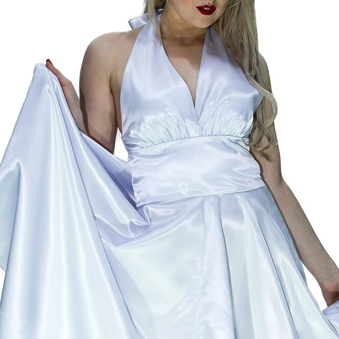 Marilyn Monroe Style Cocktail White Midi Dress - Luna - Dr Faust