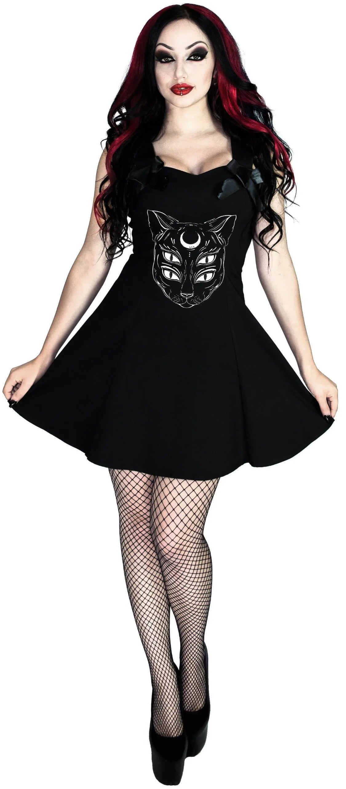 Moon Cat Little Black Mini Dress - Katriane - Dr Faust