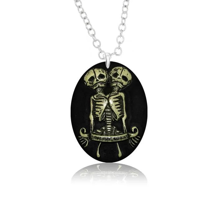 Conjoined Twins Skeleton Pendant and Necklace - Gemini - Dr Faust