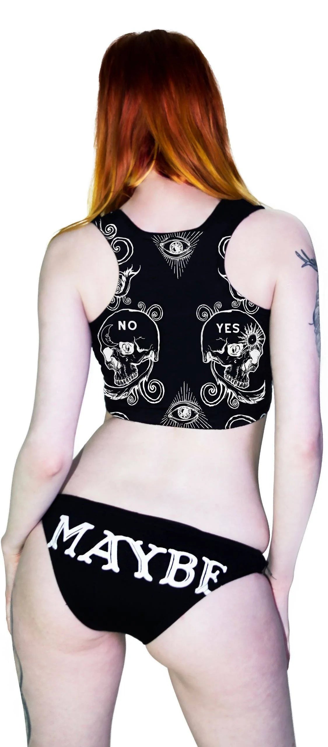 Ouija Board Print Top and Panties Black Set - Adelina - Dr Faust