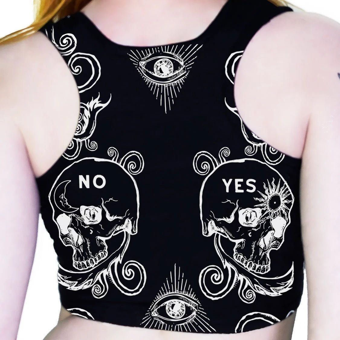 Ouija Board Print Top and Panties Black Set - Adelina - Dr Faust