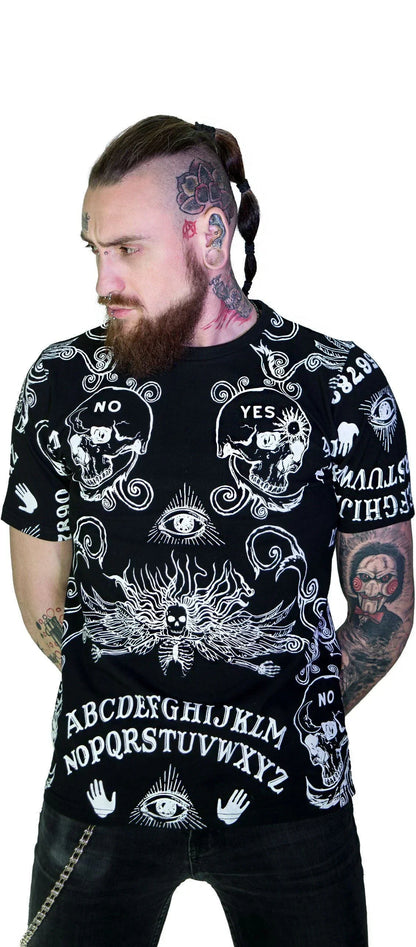 Ouija Board All Over Print Nu Goth Black T-Shirt - Mack - Dr Faust