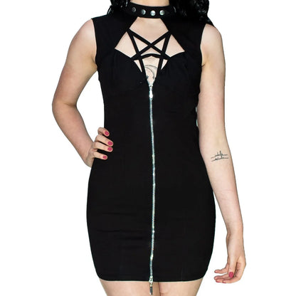 Pentagram Black Mini Dress - Jordyn - Dr Faust
