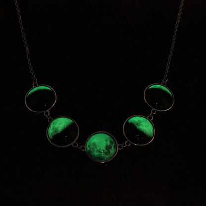 Phasing Moon Lunar Fluorescent Pendant and Necklace - Rowan - Dr Faust