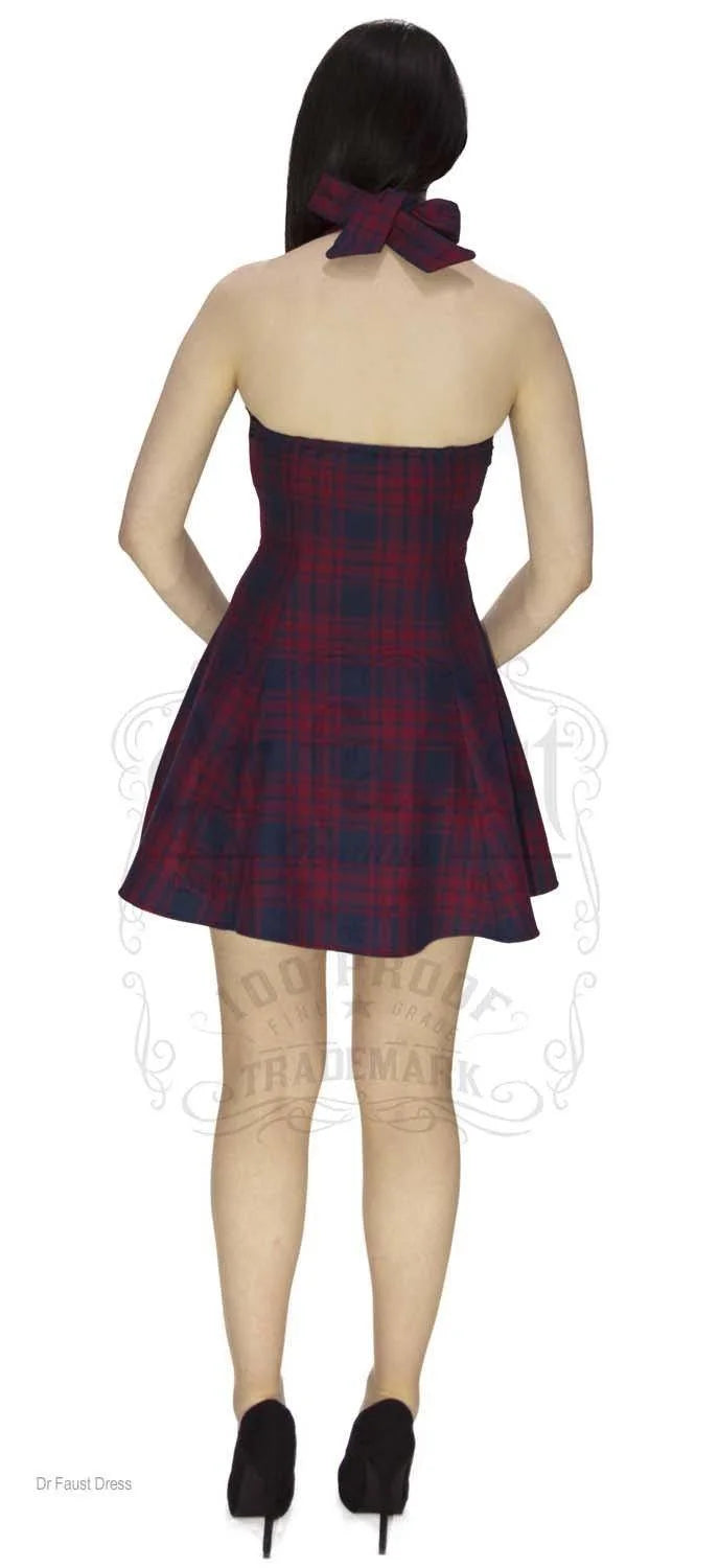 Red and Blue Tartan Woven Mini Dress - Ella - Dr Faust