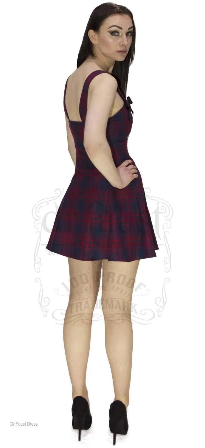 Red and Blue Tartan Woven Mini Dress - Ella - Dr Faust