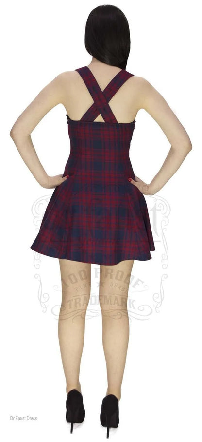 Red and Blue Tartan Woven Mini Dress - Ella - Dr Faust