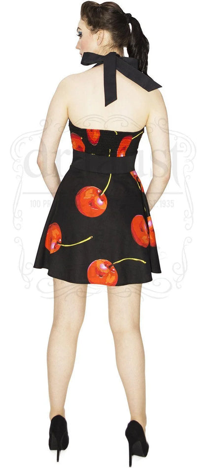 Red Cherry Black Mini Dress - Cherry - Dr Faust