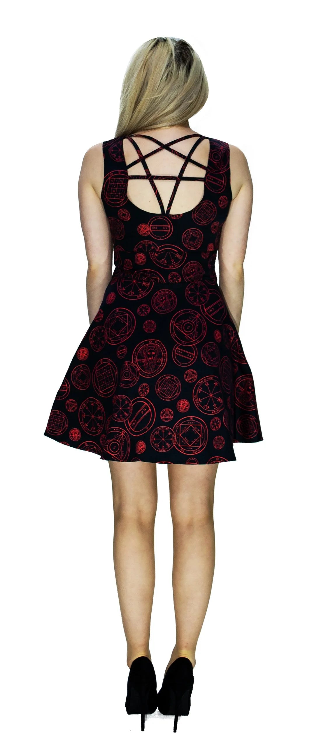 Red Mystical Spell Black Mini Dress - Francesca - Dr Faust