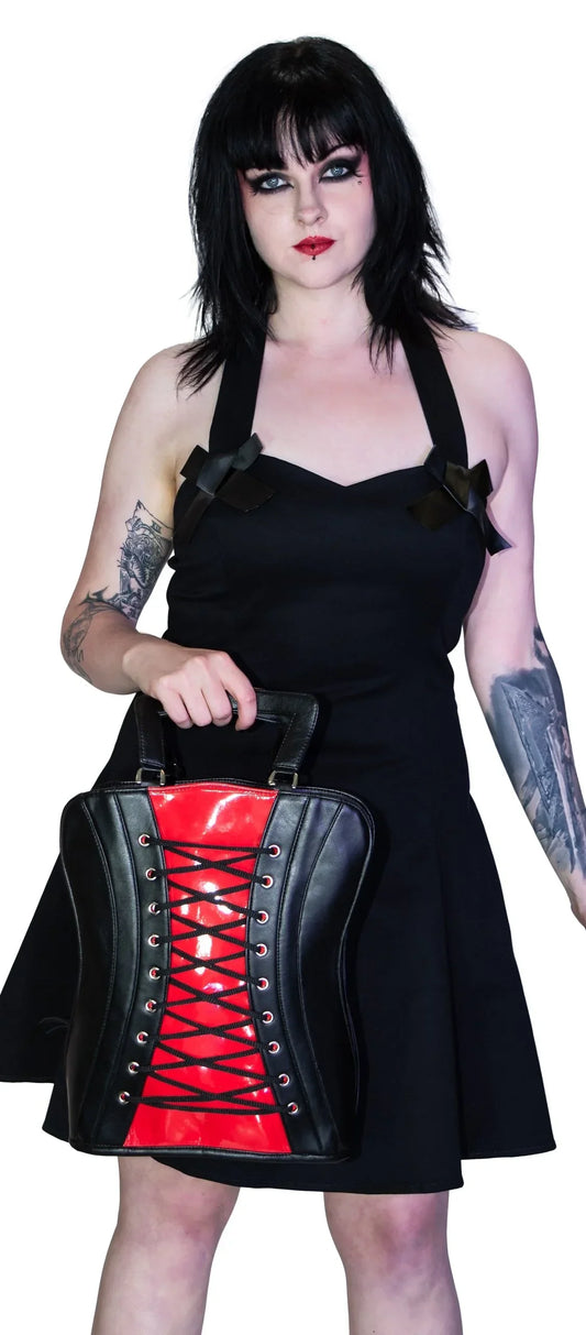 Corset Red Patent Vegan Leather Hand Bag - Asper - Dr Faust