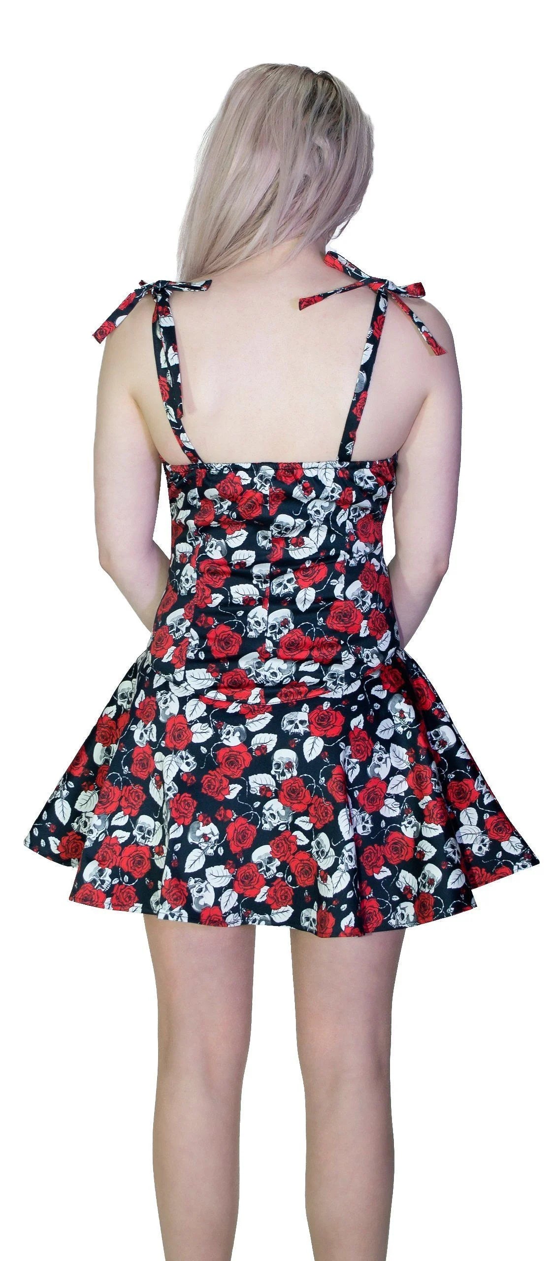 Red Roses and Skulls Mini Dress - Kora - Dr Faust