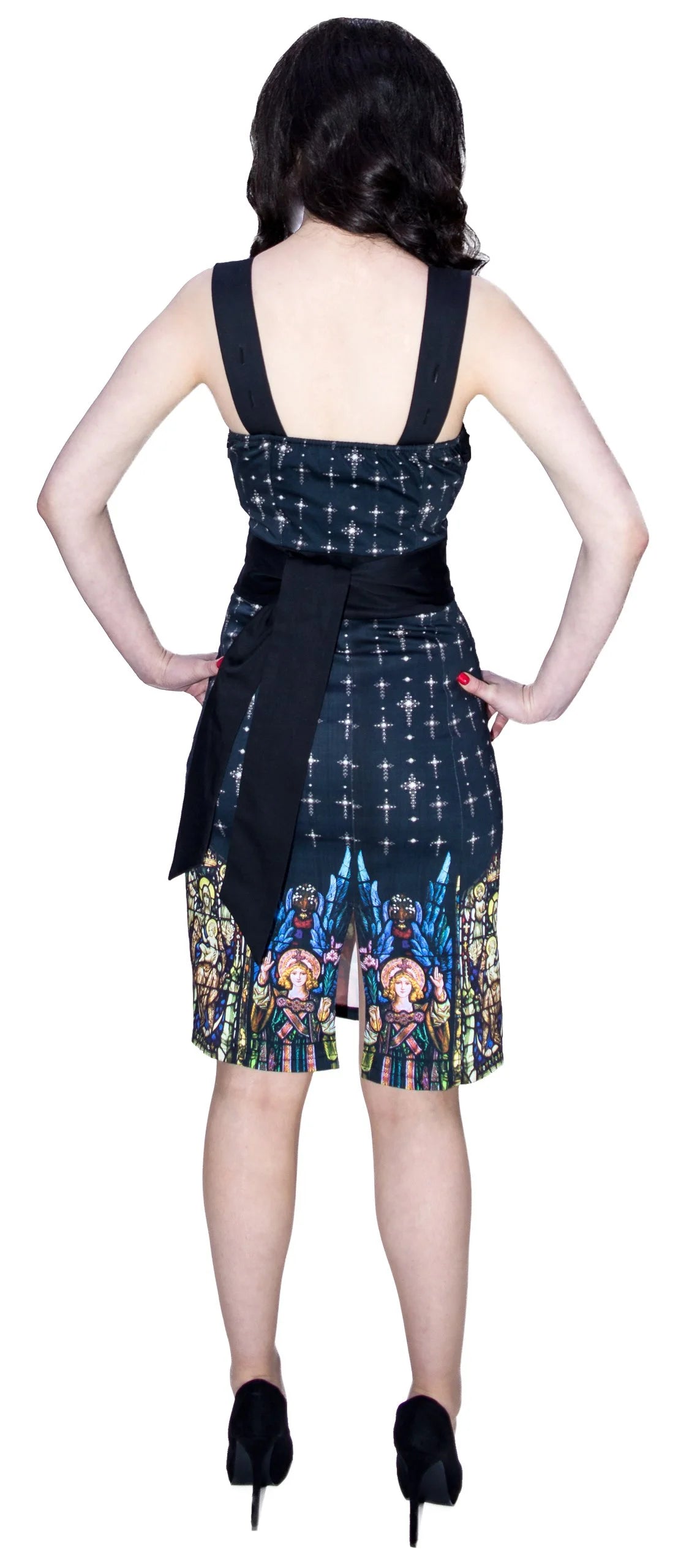 Religion Pencil Jesus Black Midi Dress - Jade - Dr Faust