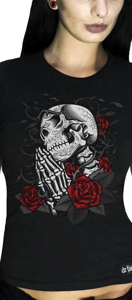 Praying Skull and Roses T-Shirt - Rivka - Dr Faust