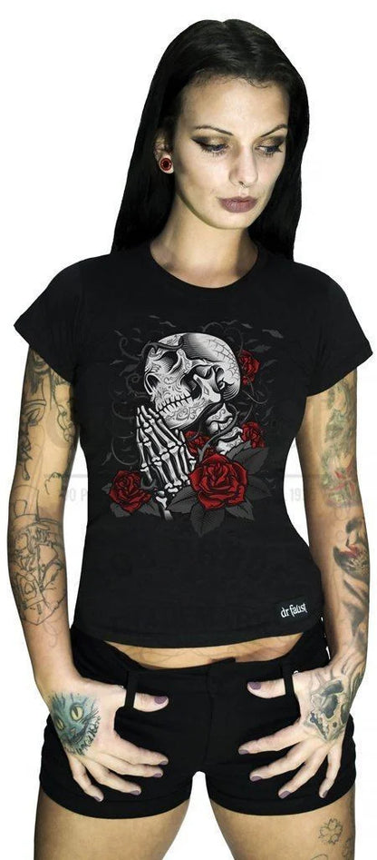 Praying Skull and Roses T-Shirt - Rivka - Dr Faust