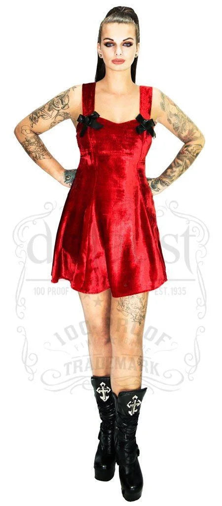 Royal Luxury Deep Red Velvet Mini Dress - Felicity - Dr Faust