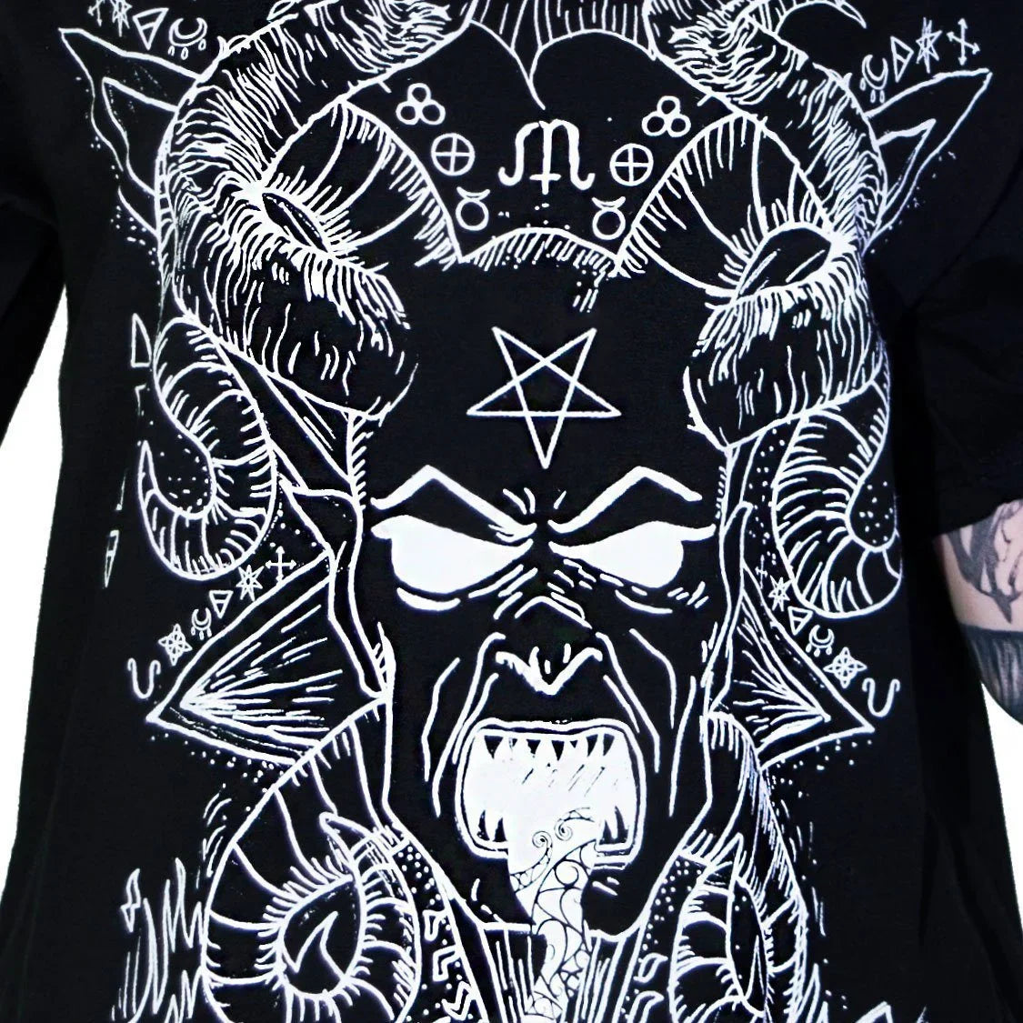 Horned Baphomet Nu Goth Black Demon T-Shirt - Damon - Dr Faust