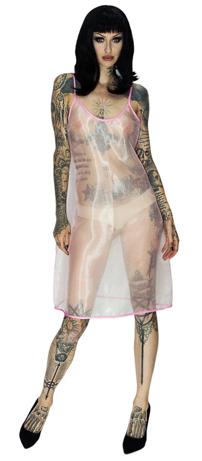 Scoop Neck Pink Sheer Mini Dress - Summer - Dr Faust