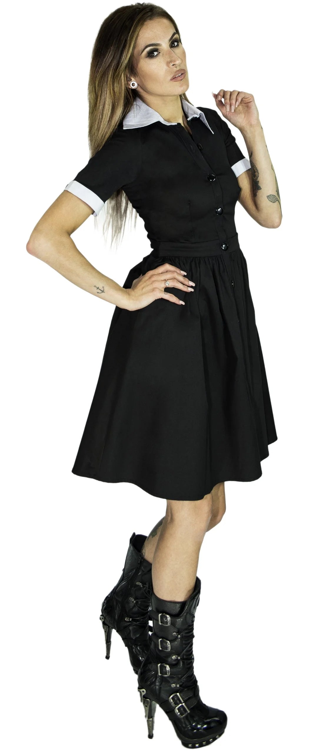 Short Sleeve Wednesday Addams Black Mini Dress - Samara - Dr Faust