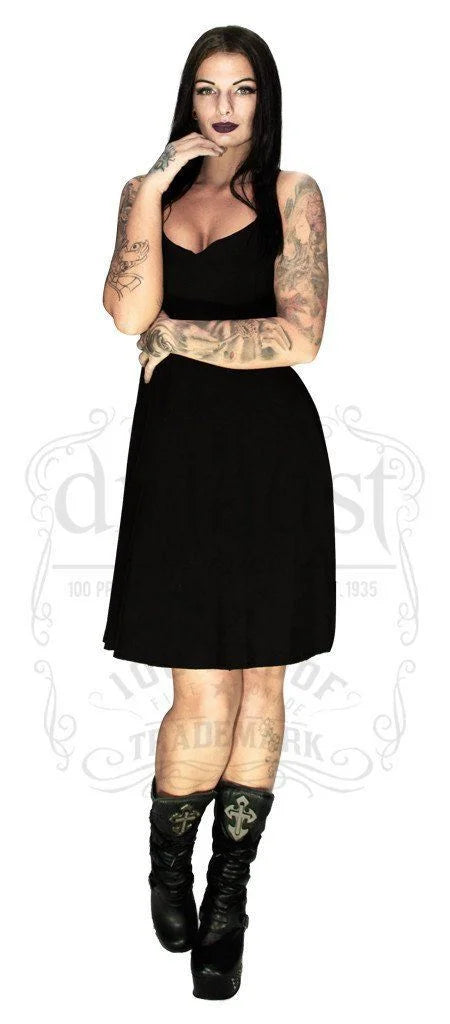 Black Wings Raw Silk Midi Dress - Angelique - Dr Faust