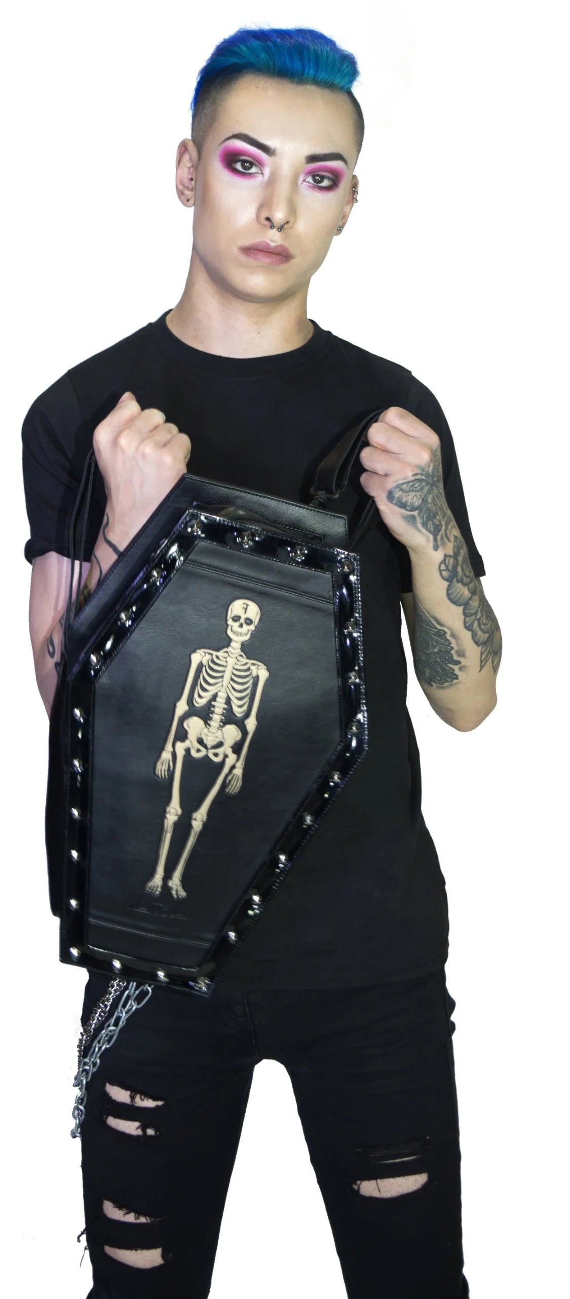 Skeleton Large Vegan Leather Coffin Back Pack - Eddie - Dr Faust