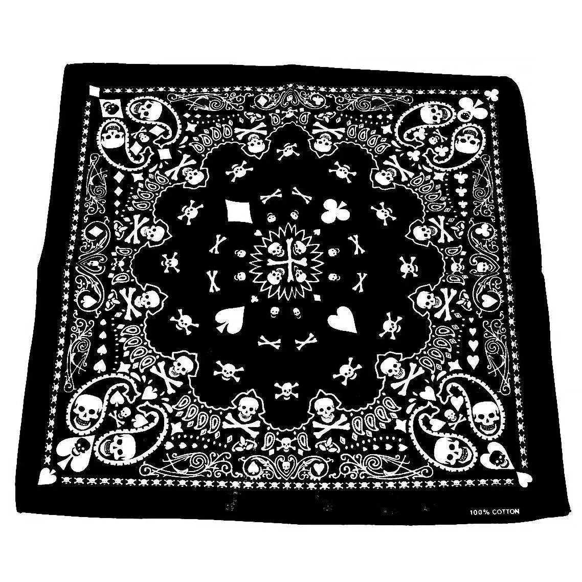 Skulls Playing Cards Black Cotton Bandana - Robert - Dr Faust