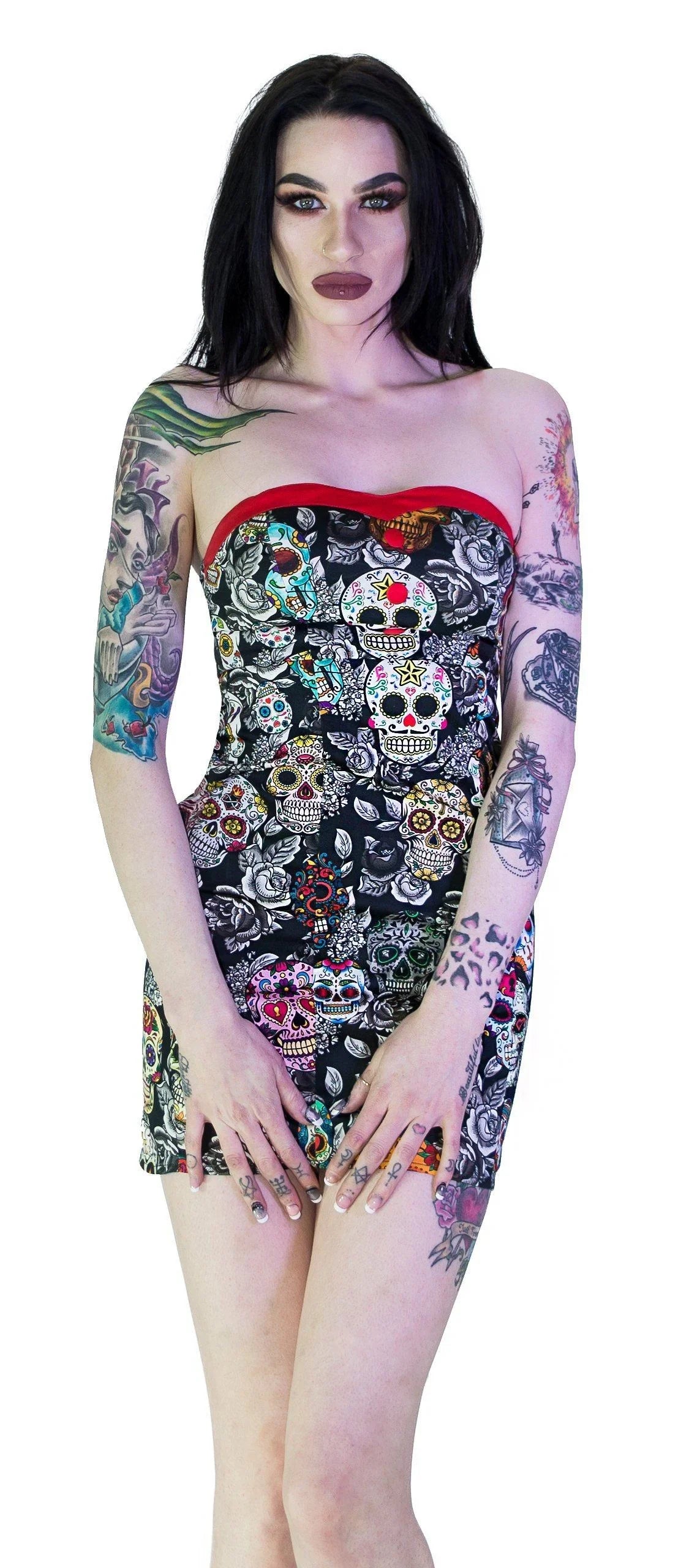 Sugar Skulls Colourful Mini Dress - Annalee - Dr Faust