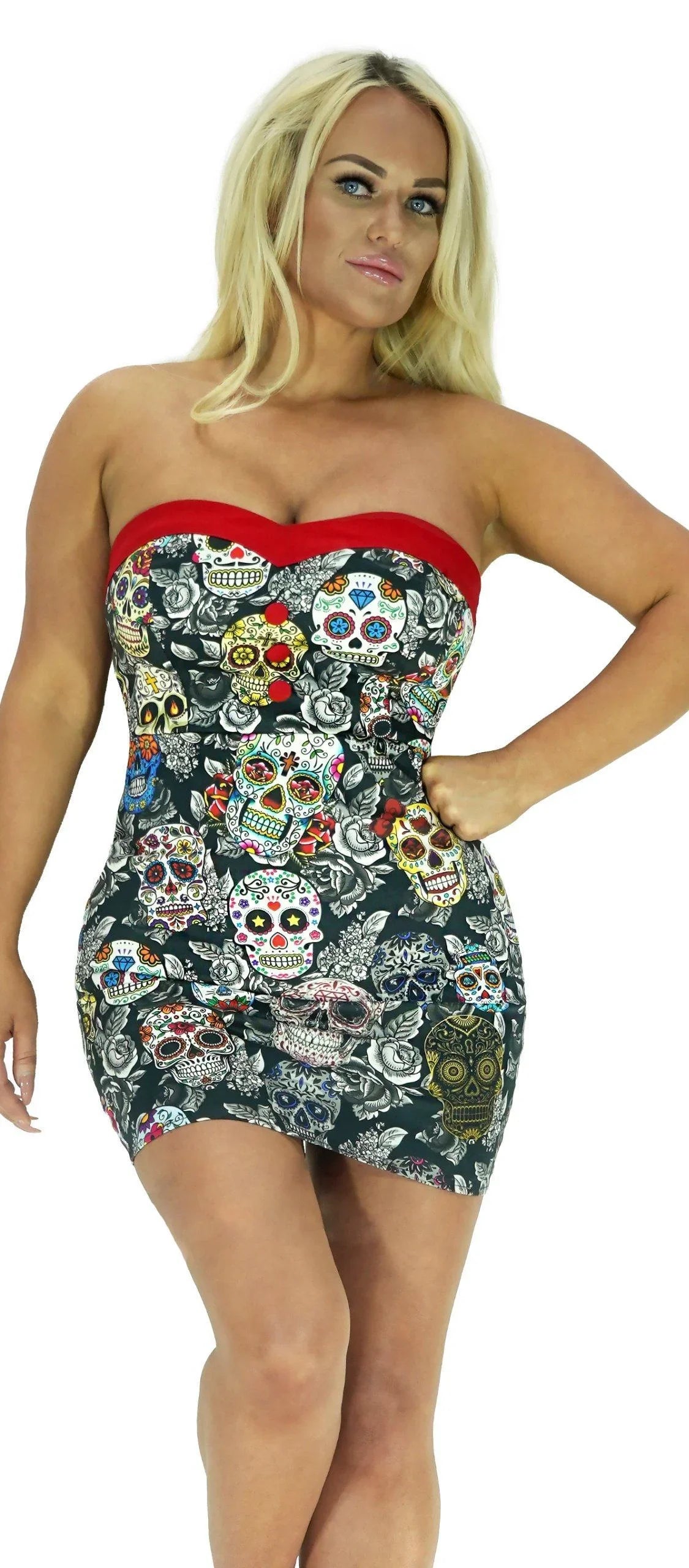 Sugar Skulls Colourful Mini Dress - Annalee - Dr Faust