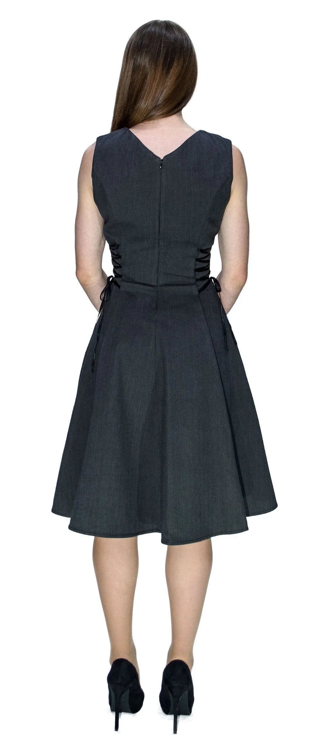 Charcoal Grey Hue Midi Dress - Ivy - Dr Faust