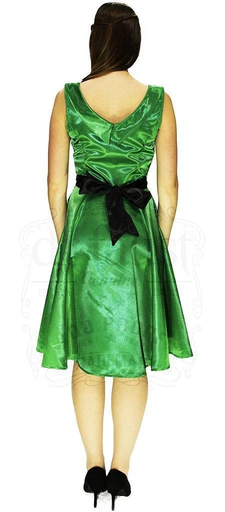 Draped Heart Silk Green Midi Dress - Aaliyah - Dr Faust