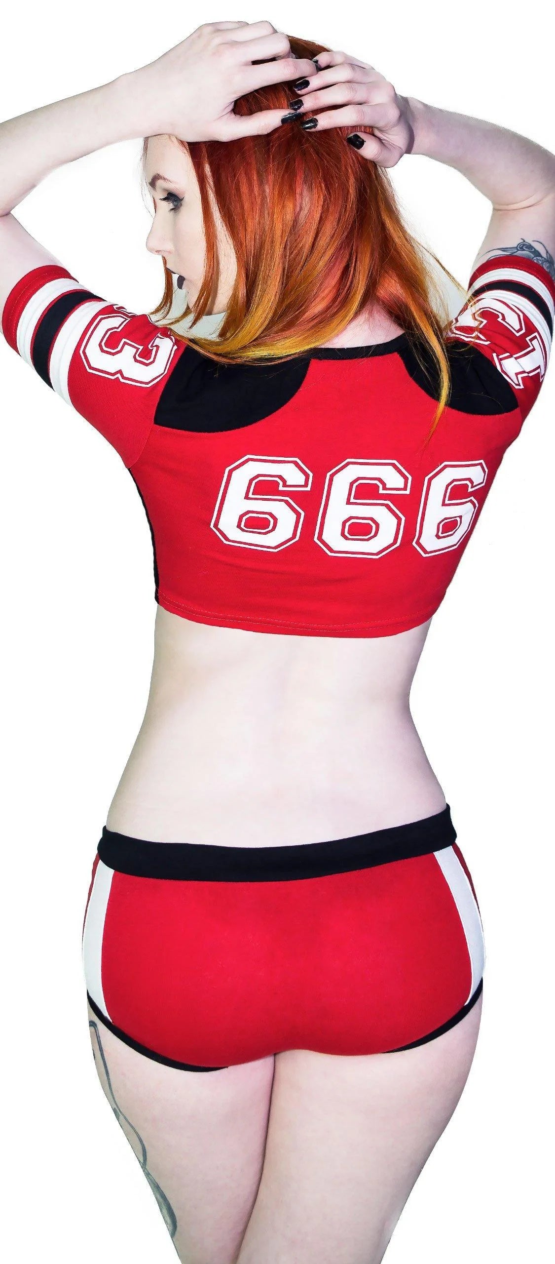 Team Devil 666 Cheerleader Top and Hot Pants Set - Opal - Dr Faust