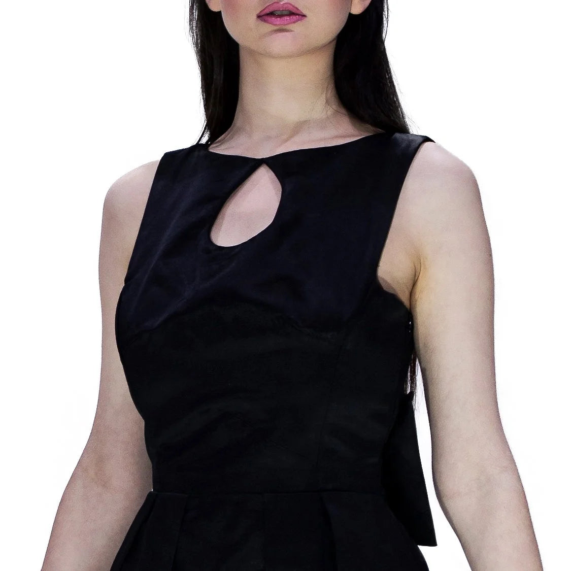 Tear Drop Black Raw Silk Midi Dress - Valentina - Dr Faust