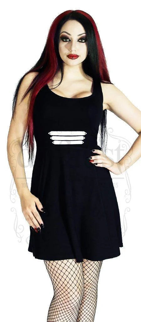 Three Military Stripes Black Mini Dress - Jaelynn - Dr Faust