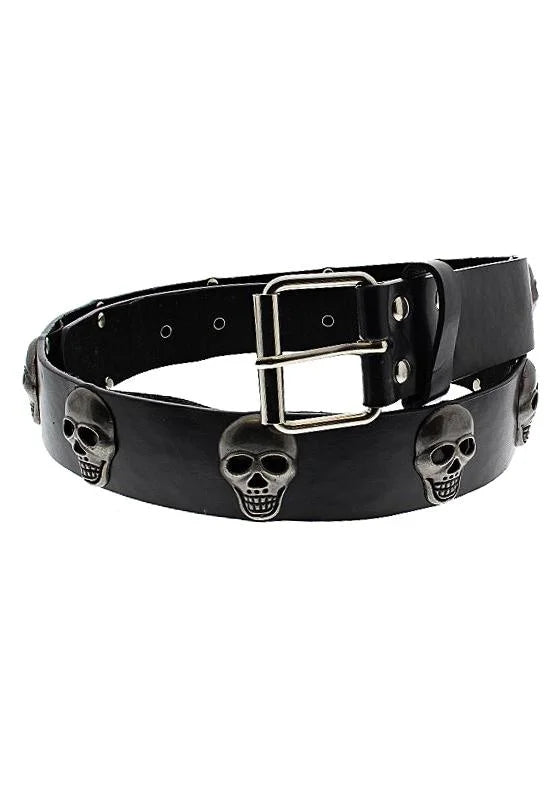 Skull Studs Black Vegan Leather Belt - Dominick - Dr Faust