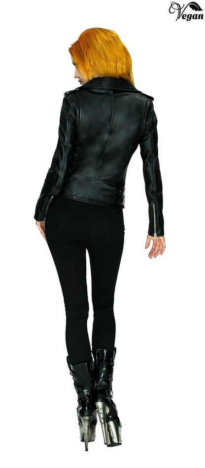 Vegan Leather Black Biker Jacket - Augusta - Dr Faust