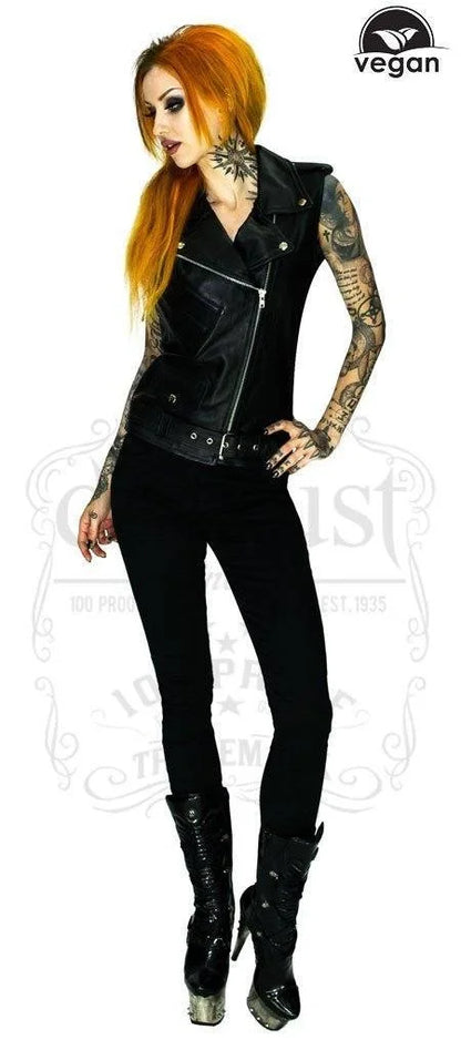 Vegan Leather Black Biker Vest - Pax - Dr Faust