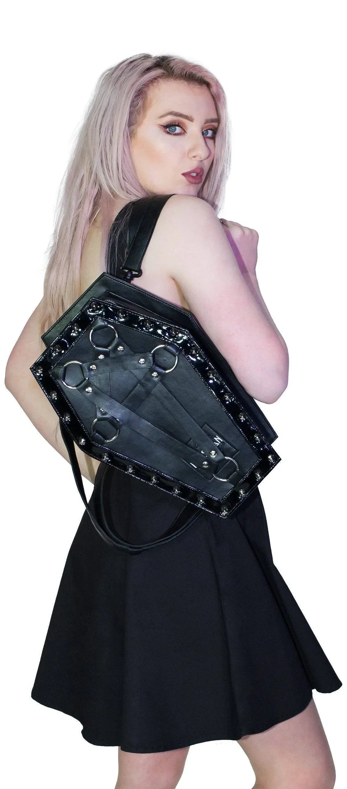 Black Pentagram Vegan Leather Coffin Bag - Primrose - Dr Faust