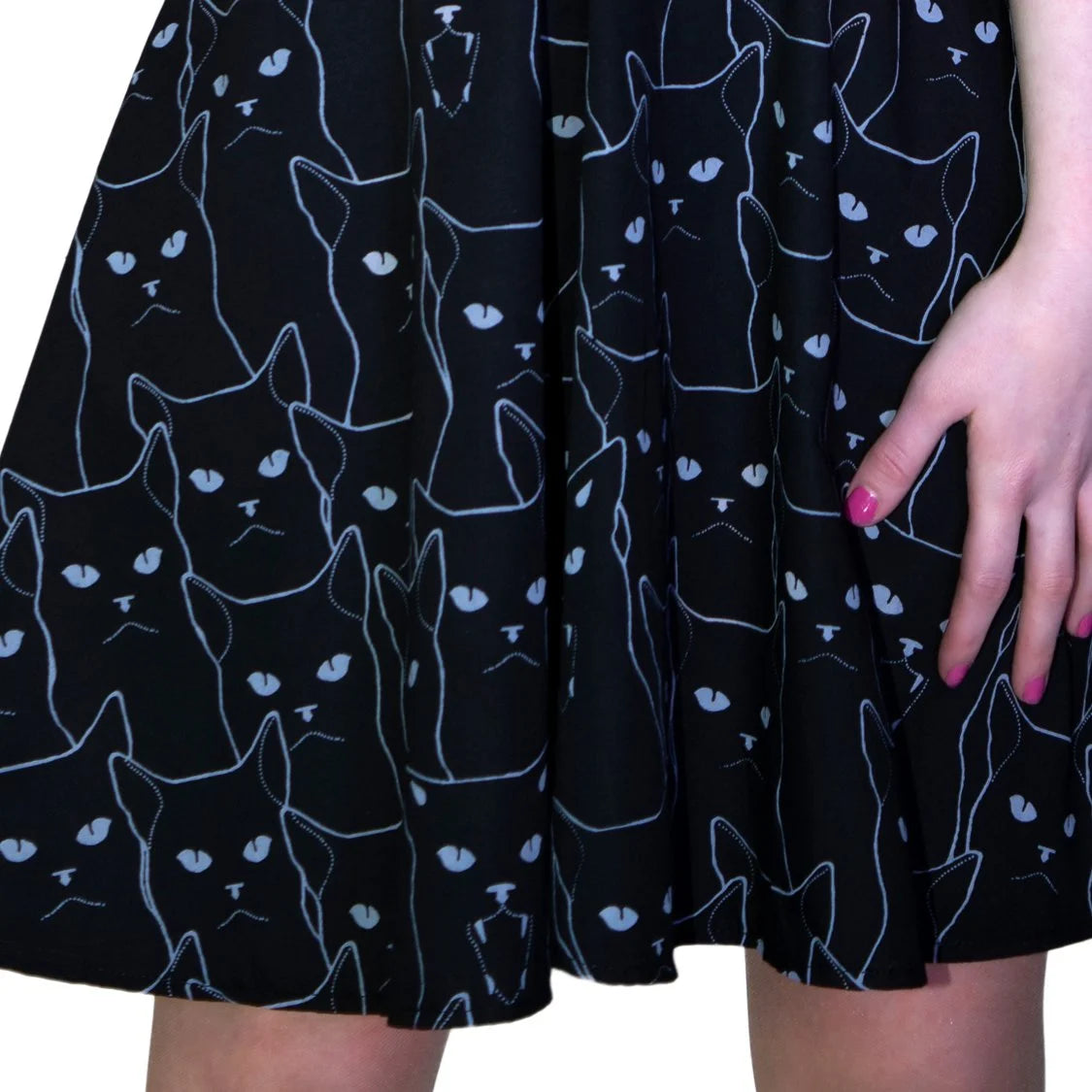 White Evil Cats Black Mini Dress - Katz - Dr Faust