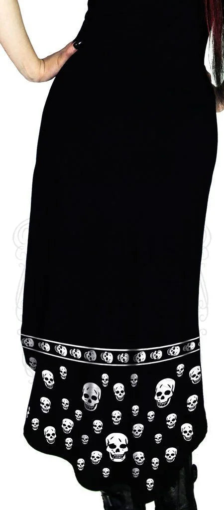 White Skulls Black High-Low Dress - Blair - Dr Faust