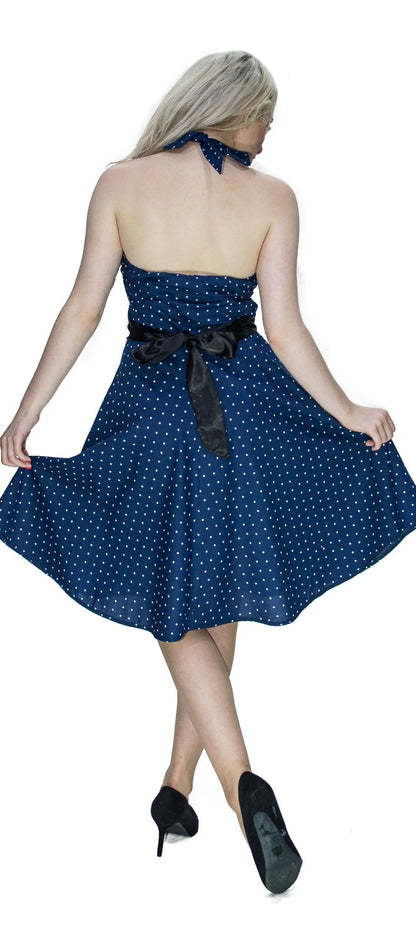 White Stars Navy Midi Dress - Kate - Dr Faust