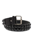 2-Row Pyramid Studded Black Leather Belt - Ronan - Dr Faust