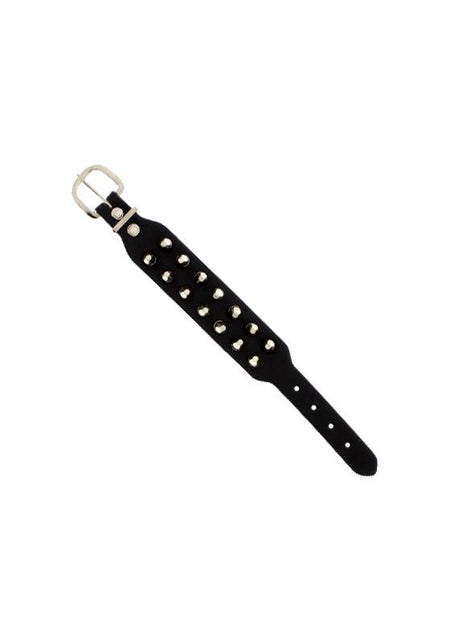 2-Row Spike Studded Black Vegan Leather Bracelet - Javier - Dr Faust