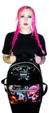 3D Flower Skulls Vegan Leather Black Backpack - Brat - Dr Faust