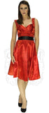 Draped Heart Silk Red Midi Dress - Cora - Dr Faust