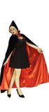 Red Silk and Black Velvet Reversible Pointed Hooded Cape - Juliana - Dr Faust