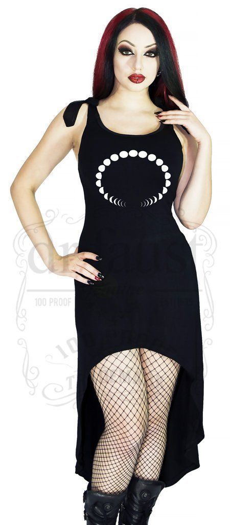 Moon Phases Black High-Low Dress - Marleigh - Dr Faust